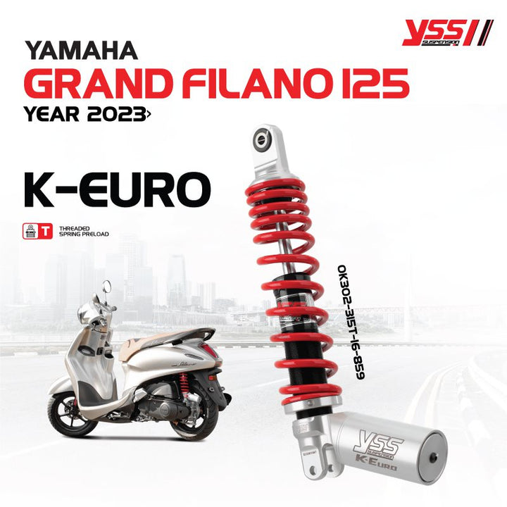 โช้ค YSS K-Euro Yamaha Grand Filano125'23 สี แดง/เงิน