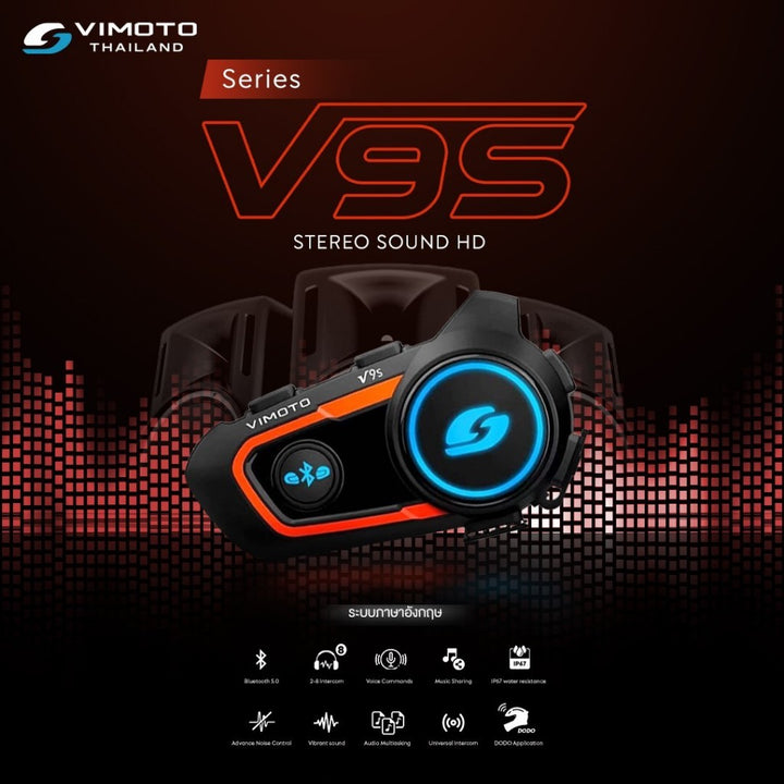 บลูทูธติดหมวกกันน็อค Vimoto v9s