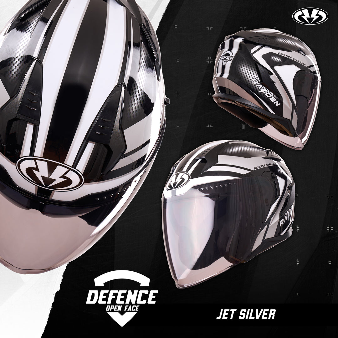 Raiden Defense Open face Jet Silver helmet