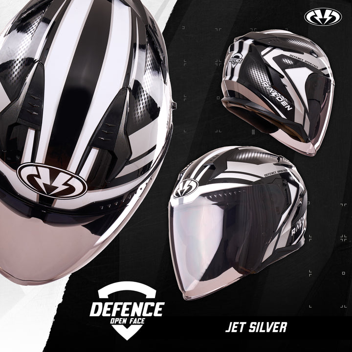 Raiden Defense Open face Jet Silver helmet